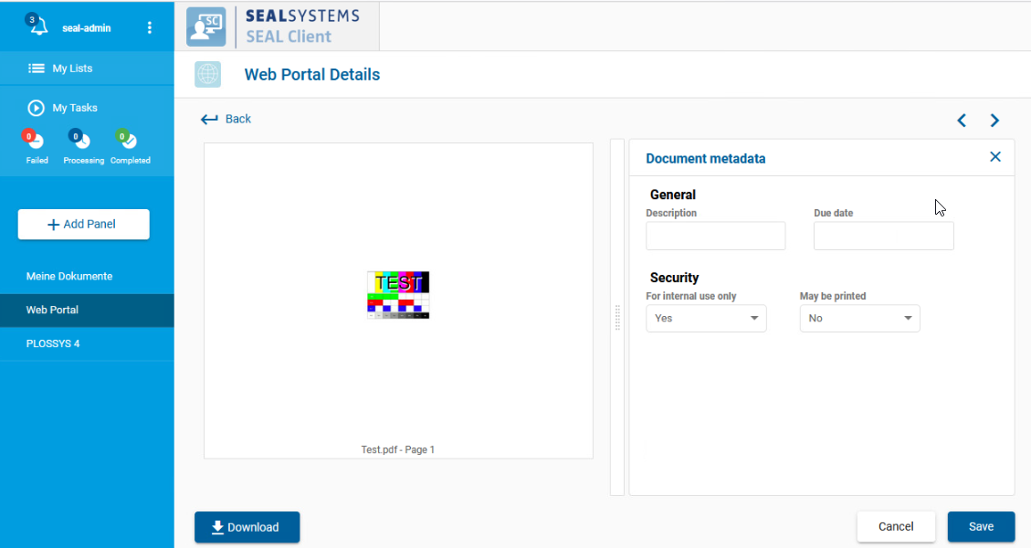 Web Portal: file details
