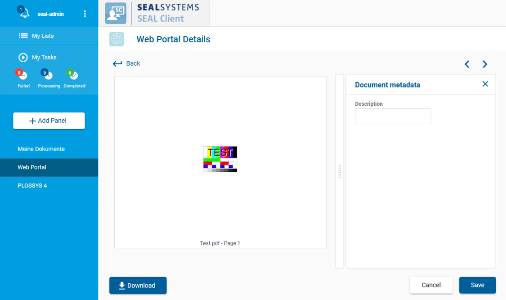 Web Portal view of a single file