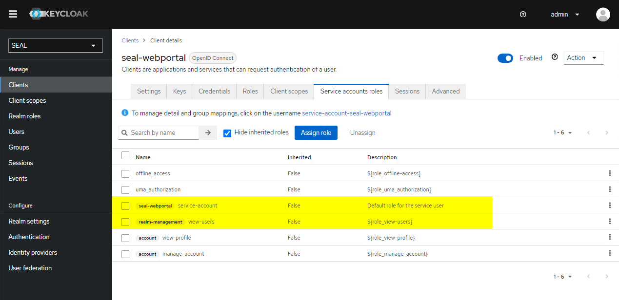 Final view of the assigned roles