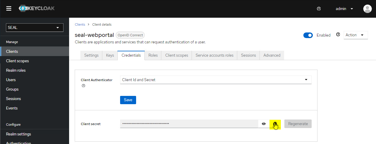 Obtaining the client secret from Keycloak
