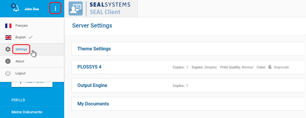 Open server settings